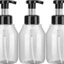 FYY Foaming Soap Dispenser Refillable - 3 Pack Gray-Black Clear 12oz Foaming Hand Soap Dispenser Pump Bottle for Bathroom Vanities Kitchen, Plastic Foam Soap Dispenser for Liquid Soap, Shampoo