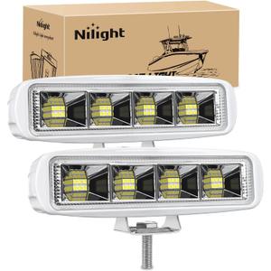 Nilight Marine LED Pods Navigation Lights 2PCS 72W White Flood Beam Ponton Boat Deck Dock Lighting for Night Fishing T-top Stern Yacht Kayak Port Sailboat Trucks Tractors
