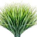 JEMONG 12 Bundles Artificial Grasses Outdoor UV Resistant Fake Grass No Fade Faux Plastic Plants Garden Window Box Decorating(Green Grass)