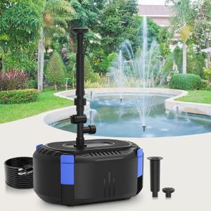 AquaMiracle Pond Filter with Pump Fountain Kits | 400GPH Pond Filter with Pond Pump & Fountain Kit | 3 Spray Patterns | Water Feature | Koi Pond Filters for Outdoor Ponds 200-350 Gal