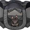 Furhaven Portable Dog Playpen Cat Tent, Pet playground/kennel foldable indoor outdoor zippered puppy crate - Gray, Large