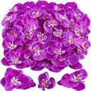 80 Pcs Orchids Artificial Flowers Silk Phalaenopsis Flower Heads Fake Orchids Flowers for Cocktails Drink False Butterfly Orchid Head for Wedding Floral Bouquet DIY Craft Bridal Decor(Dark Purple)