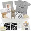 New Parents Gifts for Couples,Newborn Gifts Basket For Gender Reveal & Baby Shower with First Time New Mom and Dad to Be Mugs Set, Woven Gifts Basket For Expecting Parents to Be, New Mom Gift (White)