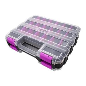 Tools Organizer Box Small Parts Storage Box 34-Compartment Double Side Hardware Organizers with Removable Plastic Dividers for Screws, Nuts, Nails, Bolts