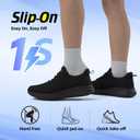 Non Slip Work Shoes Women Slip On Sneakers Slip Resistant Work Shoes Chef Breathable Lightweight Cushioned Restaurant Food Service Shoe, All Black US 6