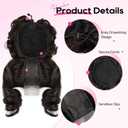 REECHO Messy Bun Hair Piece with Bangs - 2-in-1 Hair Bun Hairpieces Curly Updo Wig & Hair Topper with Long Side Bangs Natural-Looking Drawstring Ponytail Extension for Women - Black Brown