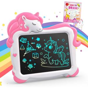 10 Inch LCD Writing Tablet for Kids, Unicorn Toys Gifts for Girls, Colorful Toddlers Drawing Board, Erasable Doodle Pad, Birthday Party for 3 4 5 6 7 8 9 Year Old Girl (Pink)