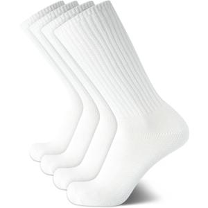 Calvin Klein Men's Crew Socks - 4 Pack Performance Cushion Comfort Mid-Calf Crew Socks - Athletic Socks for Men (Sizes: 7-12) (Premium White)
