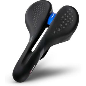 X WING Comfort Bike Seat for Men and Women with Innovative 5-Zone-Concept  Winged Bicycle Saddle with Memory Foam  Exercise Bike Seat for City, MTB & Trekking Bikes (Blue)