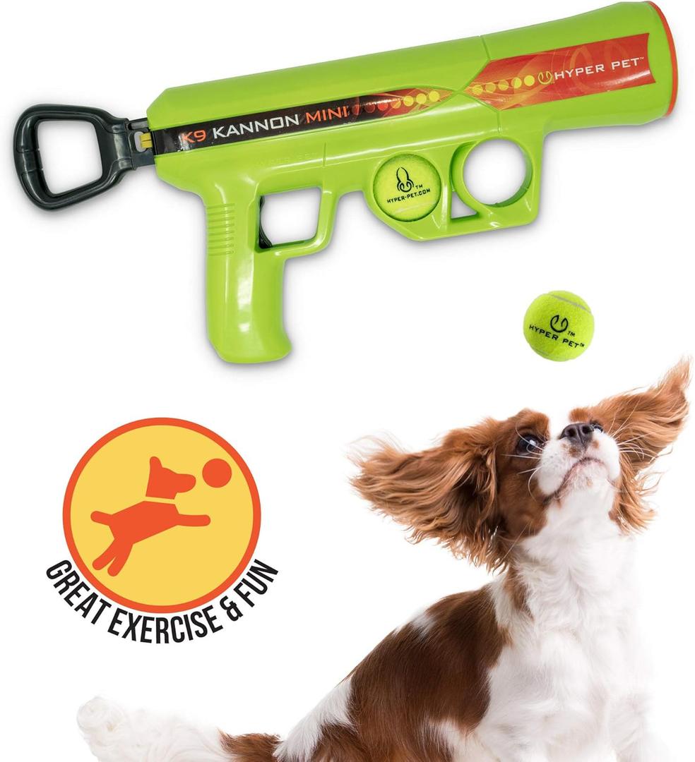 Hyper Pet MINI K9 Kannon Dog Ball Thrower Launcher for Dogs (Small Breeds Up To 20 Pounds), Includes One Hyper Pet 2 Inch Tennis Ball