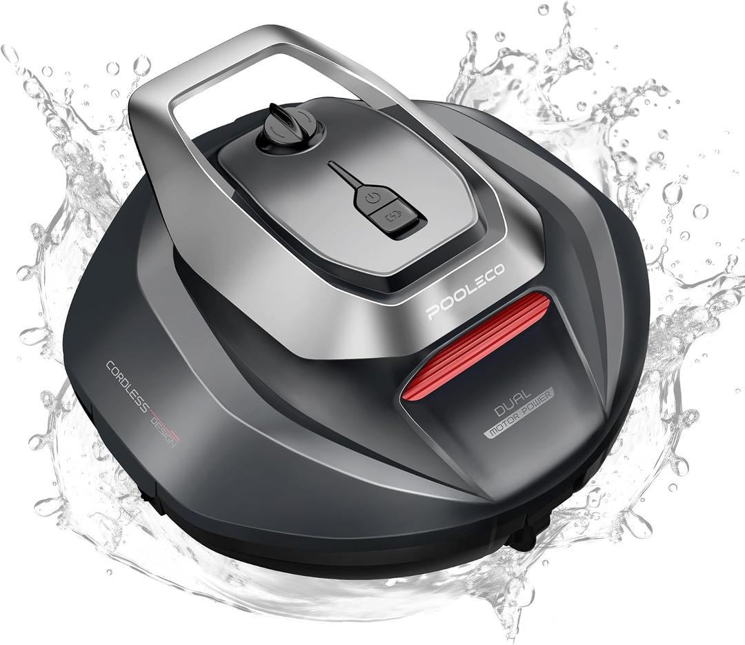 Robotic Pool Cleaner, Pool Vacuum for Above & In-Ground Pool, Dual-Motor Suction, 90Mins Runtime Automatic Self-Parking, 2.5h Fast Charging, Up to 850 Sq.ft, Pooleco S110