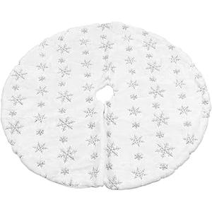 Septpenta Christmas Tree Skirt, 35.4in Christmas Snowflakes Background Tree Skirt, Round Shape Soft Comfortable Christmas Tree Stand Mat for Decorating The Bottom of Your Home Christmas Tree(B)