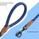 Mile High Life Rope Leash with Genuine Leather Connection, 6 FT/5 FT/4 FT, Heavy Duty Leash for Medium & Large Dogs (Blue, 48 Inch)