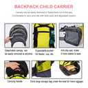Baby Backpack Carrier, Safe Toddler Hiking Backpack Carrier Camping Child Carriers with Rain Cover Child Kid Sun Shade Large Storage Insulated Pocket, Adjustable Padded Children Seat