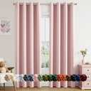 MIULEE Baby Pink Blackout Curtains for Bedroom Living Room 84 Inches Long 2 Panels, Thermal Insulated Room Darkening Drapes Solid Grommet Noise Reduction Light Blocking Window Treatments 50x84 Inch