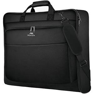 MATEIN Garment Bag for Travel, Large Carry on Garment Bags with Strap for Business, Waterproof Hanging Suit Luggage Bag for Men Women, Wrinkle Free Suitcase Cover for Shirts Dresses Coats, Black