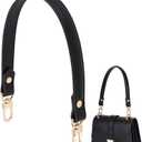 PH PandaHall Black Genuine Leather Purse Strap 17.7 inch Short Bag Strap, Bag Handle Replacement Leather Straps with Alloy Clasps for Tote Purse Briefcase Underarm Bag DIY Handbag Making