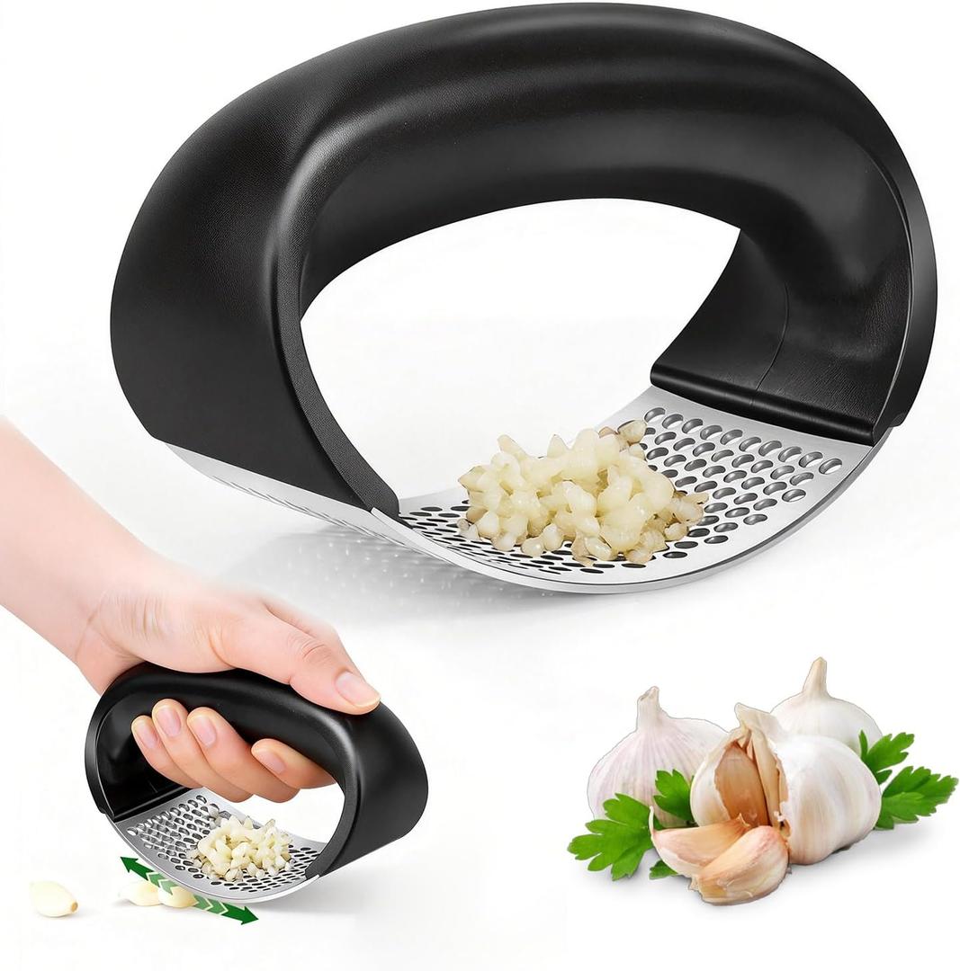 Cook Guy 304 Stainless Steel Garlic Press Rocker - Premium Stainless Steel Garlic Press Rocker Garlic Mincer with a Comfortable Grip Garlic Grinder