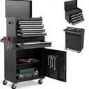 ERGOMASTER Tool Chest Heavy Duty Rolling Tool Box with Cabinet 5-Drawer for Lockable & Removable Cabinet for Garage and Workshop - Black