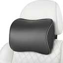 Aukee Car Headrest Pillow Memory Foam Car Neck Pillow with Adjustable Strap Soft Leather Headrest for Driving Home Office Black (1PC)