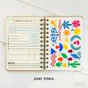 3 x Planner Stencils Templates,Reusable Metal Stencils for Journaling,Habit Tracker Calendars, Bookmark, Planning, Lines,Tiny Letters, Small Number (Alphabet)