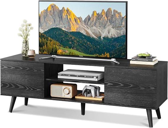 WLIVE Mid-Century Modern TV Stand for 55/60 Inch TV, Entertainment Center with Storage & Adjustable Shelves, Media Console with Soft-Close Cabinets for Living Room/Bedroom, Black
Visit the WLIVE Store