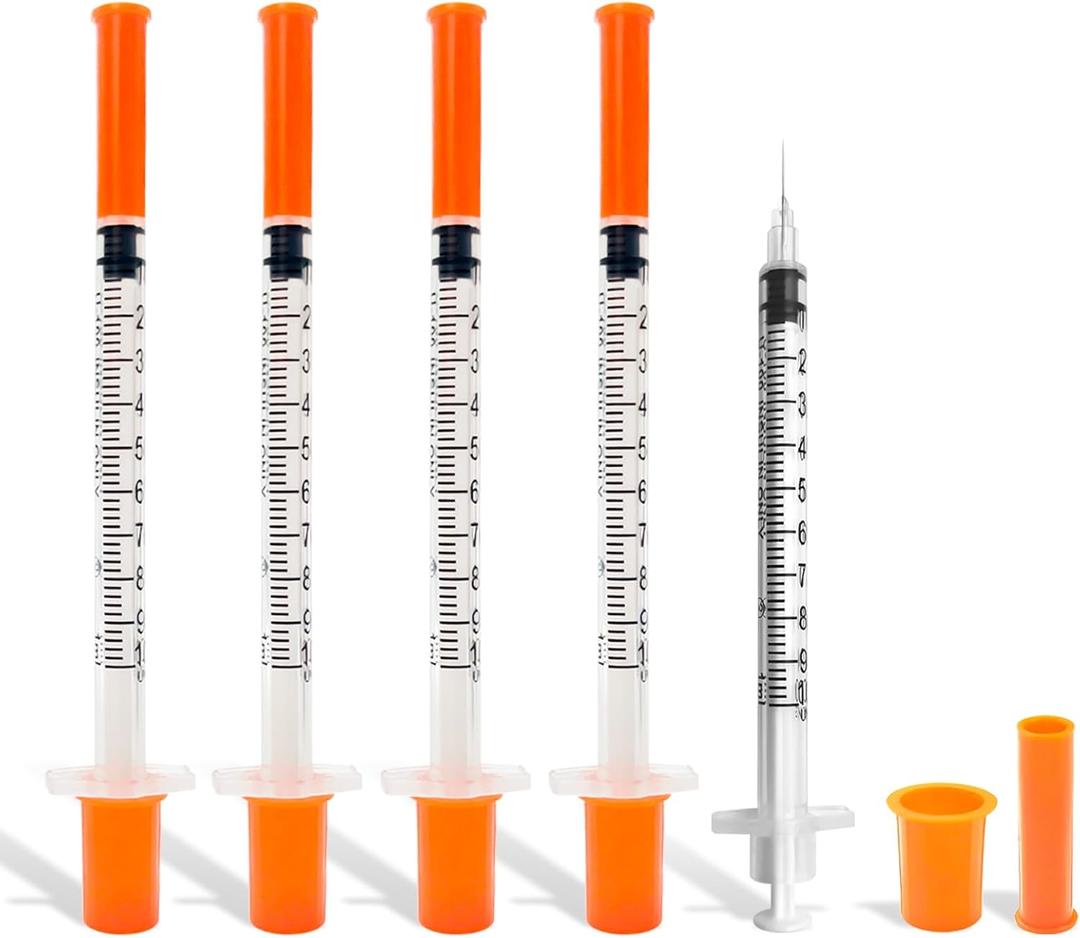 30PACK U-100 1ml Syringes with Needle, 30G 5/16'' (8mm) 1cc, Individual Wrapped Lab Supplies