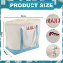3 Pcs Empty Mahjong Canvas Bag Gift Embroidered American Mahjong Set Incl Tiles Bag and Racks & Pushers Drawstring Bags(Blue,Regular)