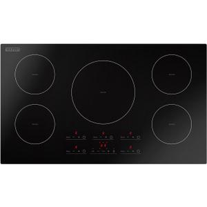 Empava 36 Inch Built-In Electric Induction Cooktop, 5 Zone Smooth Glass Surface, Touch Sensor Panel, Power Boost, Timer Control, Child Lock Feature, Hardwired Kitchen Appliance