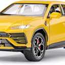 SASBSC Toy Cars for Boys Age 4-7 Lambo Urus Car Toys for 3 4 5 6 7 8 Year Old Boy Off-Road Metal Cars for Kids Diecast Model Cars with Light and Sound Birthday Gifts(Yellow, 1:24)