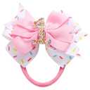 Birthday Hair Bow for Baby Girls 1 2 3 4 5 6 Years Sprinkle Decorations Confetti Ice Cream Party Pink Hair Accessories Headband for First 1st Birthday