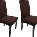 NORTHERN BROTHERS Dining Room Chair Covers Set of 2, Dining Chair Covers Stretch Removable Washable Parson Chair Slipcover for Dining Room (Dark Brown)