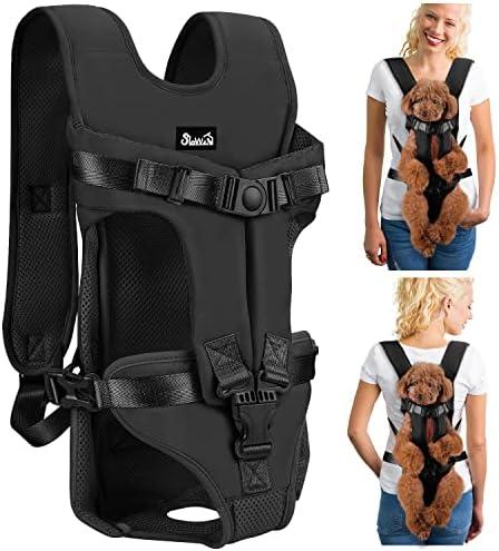 Dog Backpack Carrier, Legs Out Easy-fit Dog Front Carrier for Small Medium Dogs, Adjustable Hands Free Dog Chest Carrier for Hiking Cycling (B,Medium)