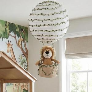 Rossesay Safari Hot Air Balloon Decor Handmade Jungle Hot Air Balloon Nursery Decor Lampshade Light Shade for Hanging Room Birthday Party Baby Shower Decorations Gift (Lion)