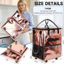 Reusable Grocery Bag on Wheels, 130L Large Capacity Foldable Shopping Trolley Cart with 5 Swivel Wheels, Multiple Pockets, Zipper Closure & Heavy Duty Handles, for Shopping, Travel, Large, Rose Gold