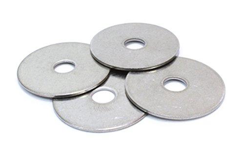 Bolt Dropper No. 10 x 1 Stainless Fender Washer, (100 Pack), 18-8 (304) Stainless Steel Flat Washer, 0.219" ID x 1" OD x 0.050" Thick, Plain Finish Metal Washer by Bolt Dropper