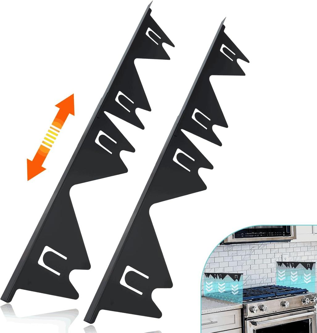 Stove Gap Covers Stainless Steel, 2 Pack Stove Gap Filler Easy Retractable Length 13.8" to 27.5", Width 0.79" Stove Gap Guards Range Trim Kit, Heat Resistant Guard Between Stove Top & Counter (Black)