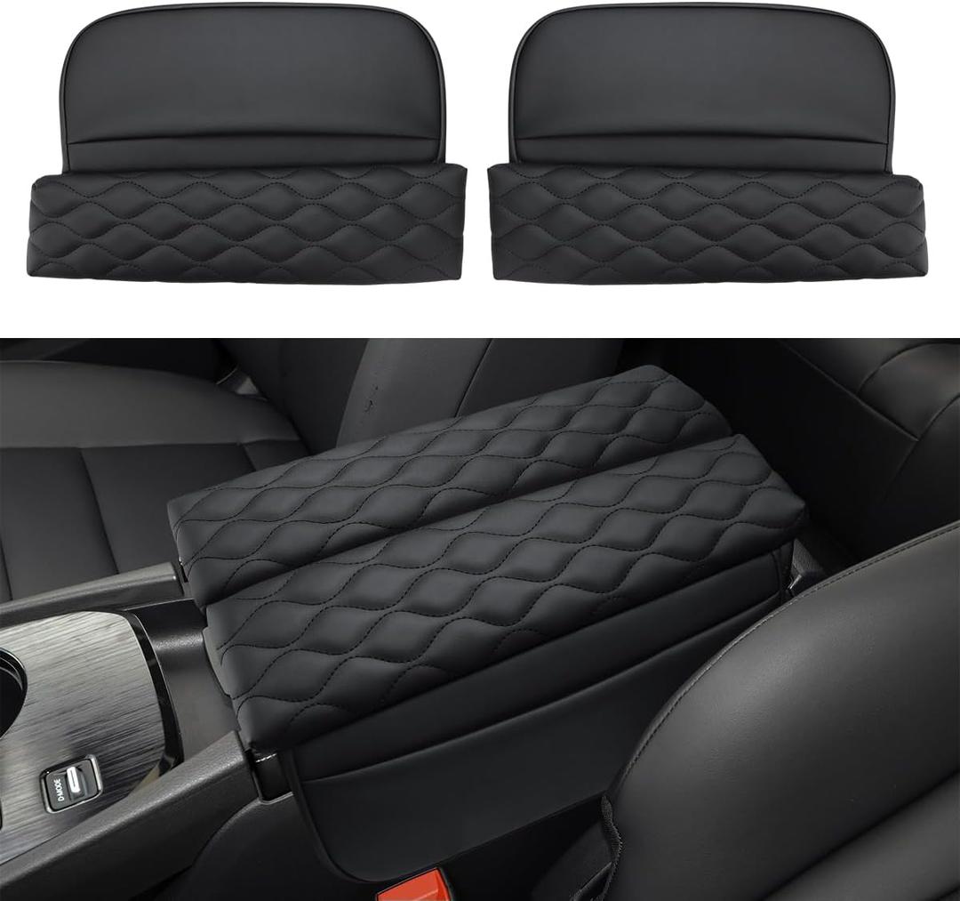 INTGET Car Center Console Armrest Cover for Nissan Rogue Accessories 2021-2026 2022 2023 2024 2025 Leather Arm Rest Box Lid Middle Console Seat Cover Protector (Black Cushion Texture, 2021-2026)