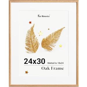Fun Memories 24"x30" Picture Frame, Solid Oak Wood Frame for Wall