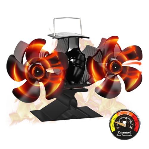 Xmasneed Dual Wood Stove Fan, Silent Operation Log burner Fan for Wood/Log Burners - Increased Efficiency for Room Heat Distribution