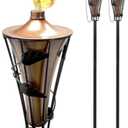 Matney Outdoor Metal Patio Torches – Use for Deck, Patio, Back Yard, Out Door parties, Wedding – Includes Fiberglass Wick and Snuffer Cap (60 Inch, 2 Pack)