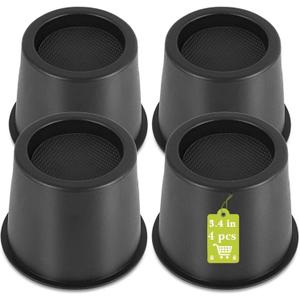 4 Pack Furniture Risers 4 Inch, Bed Risers Heavy Duty for Table Desk Couch Chair Sofa Cabinet Bed Frame Dorm, Round Table Leg Risers Lift Height 3.4", Black