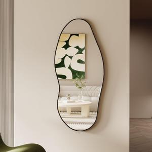 Wavy Wall Mirror -55''24'' Irregular Wall Mirror Decorative Alloy Framed Mirrors Abstract Artistic Mirrors Wavy Mirror for Cloakroom/Bedroom/Living Room/EntrywayBlack