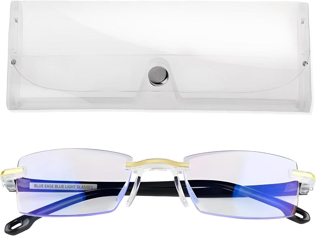 Blue Ease Optics Glasses for Women and Men No Blue Light Glasses For Men and Women Ease Eye Strain from Screen Computer Gaming BlueEase-Optics Eyeglasses with Clear Frame & Travel Case Blue Ease Optics Glasses for Women and Men No Blue Light Glasses For Men and Women Ease Eye Strain from Screen Computer Gaming BlueEase-Optics Eyeglasses with Clear Frame & Travel Case