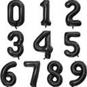 Number Balloons 16 Inch Black 0-9 Number Foil Balloons 14 Pcs Custom Digital Balloons for Party Decorations New Years Eve Party Birthday Graduations Anniversary Baby Shower