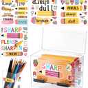 Sherr 2 Pcs Acrylic Pencil Dispenser Sharp and Dull Pen Holder for Classroom with 4 Stickers Transparent Straw Pen Bucket Dispenser Holder for Pencils Storage Home Office Teachers Classroom Supplies