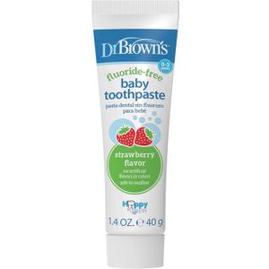 3 x Dr. Browns Fluoride-Free Baby Toothpaste, Infant & Toddler Oral Care, Strawberry, 1-Pack, 1.4oz/40g, 0-3 years