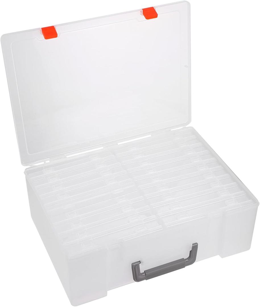 1set Photo Craft Box with Handle Versatile Storage Organizer for Photos Art Supplies and More for Crafts School Supplies and Keepsakes (transparent)
