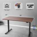 Electric Standing Desk, Gaming Desk, 48 x 24 Inch, Walnut