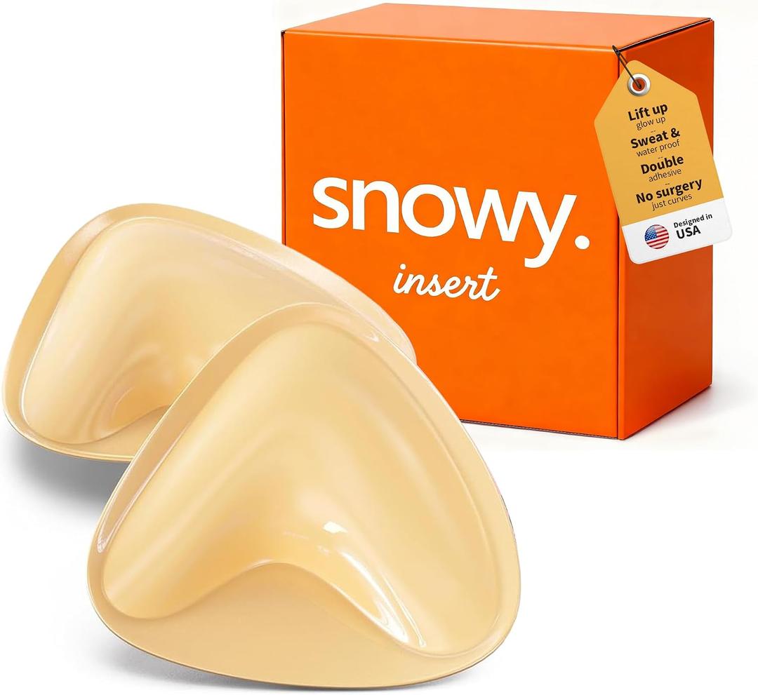 Snowy Insert: Double Sided Push Up Bra Pads for Instant Lift | Reusable Waterproof Sticky Inserts for Strapless & Backless Dresses for Women (B Cup, Beige)